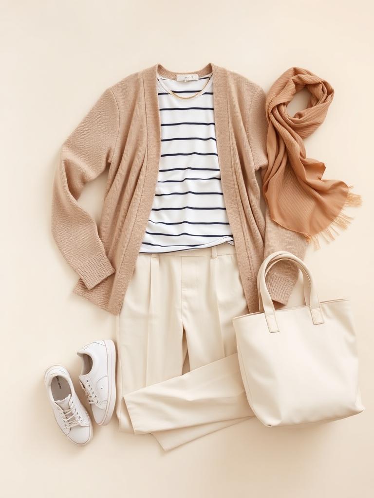 Dag 8: Randig topp & beige cardigan